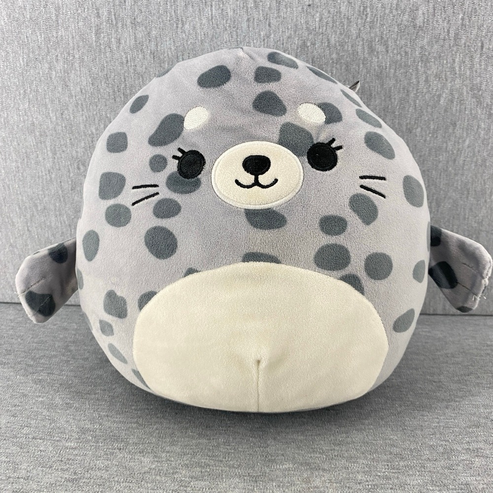 Squishmallows Kellytoy Isis the Seal Plush Toy 8" Grey Spotted Sea Life‎